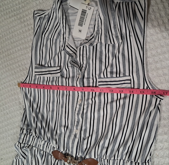 NWT Indigo Rose Striped Sleeveless Shirt Dress with Belt - Size M - Picture 4 of 16